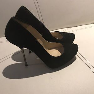 very nice shoes in black suede with silver heel
